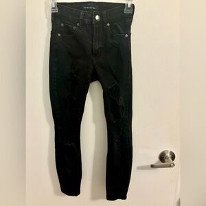 Aeropostale Black Ripped Denim High Rise Jegging, Size 000